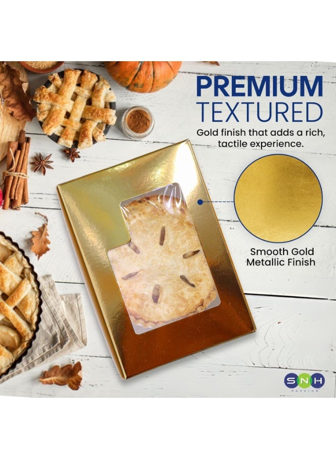 SNH Packing Pack 20 Gold Bakery Box with Window, size 15 x 15 cm Sturdy Aluminum Treat Boxes for Cookies, Pastries, Donuts & Cakes - Dessert Gift Boxes for Weddings, Birthdays & Party Favors - Image 3